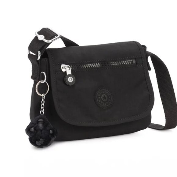 Kipling Sabian Mini Crossbody Bag Black Noir Nylon Adjustable Strap Purse - Picture 2 of 5